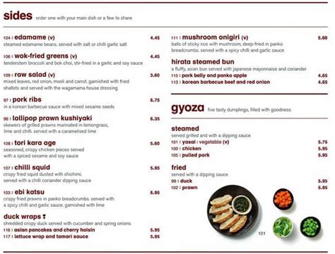 mooli + cucumber. . Wagamama menu pdf